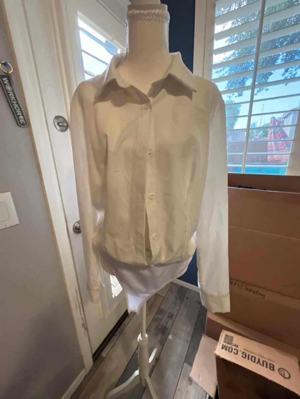 White Long Sleeve Button-Down Bodysuit
